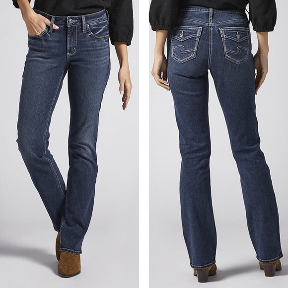 Silver Elyse Mid Rise Slim Bootcut Jeans Women’s Size 28 Western Stretch Denim - Picture 1 of 10